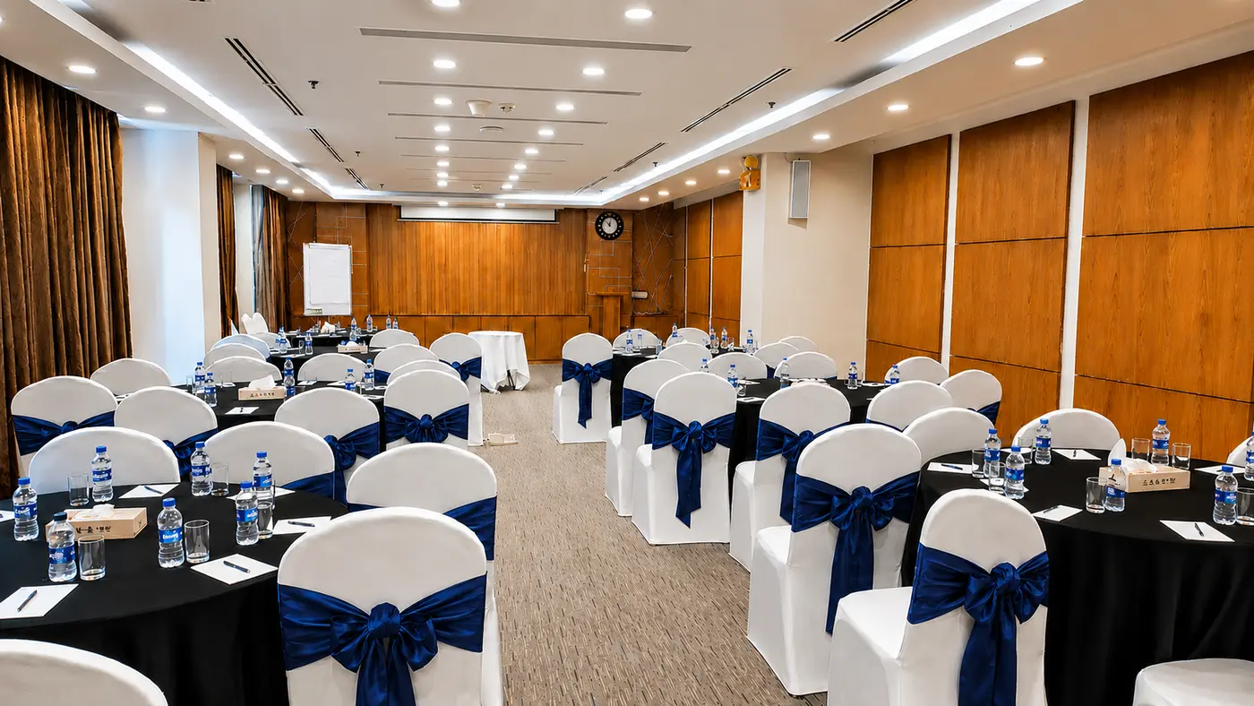 Imperial ballroom prepared for an event